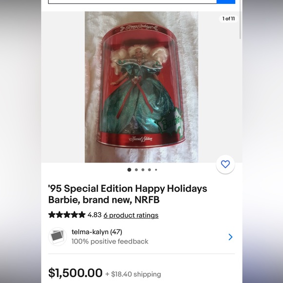 Brand new in box vintage 95 Special Edition Happy Holidays Barbie, brand new, - Picture 3 of 5
